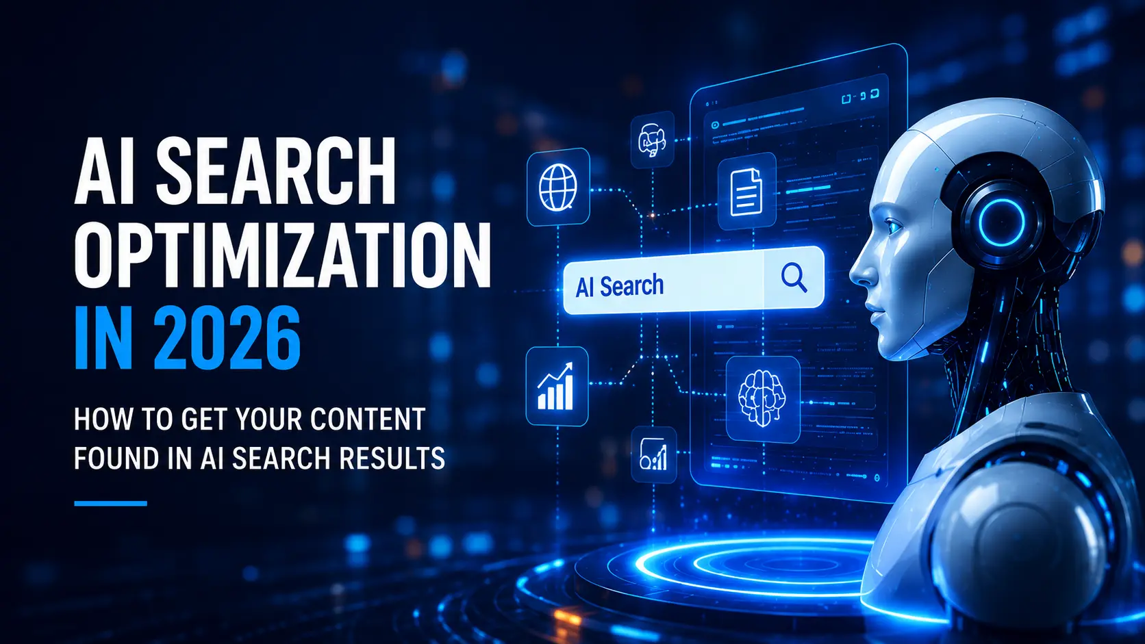 AI search optimization dashboard showing generative search answers, cited sources and website visibility metrics